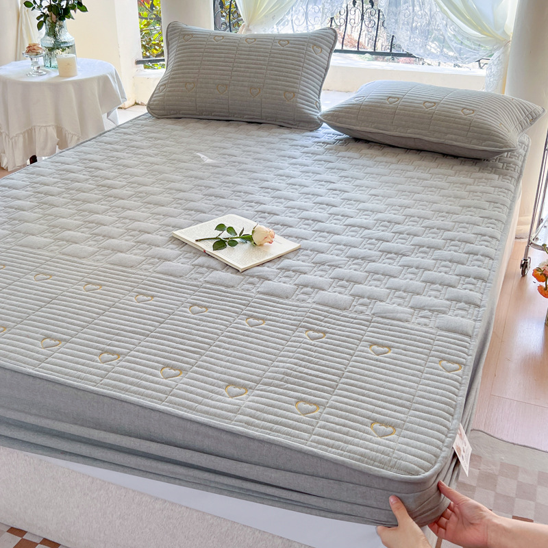 2024 nueva cubierta de cama a prueba de polvo, cubierta protectora de colchón acolchado con todo incluido, cama acolchada teñida con hilo de algodón universal de cuatro estaciones