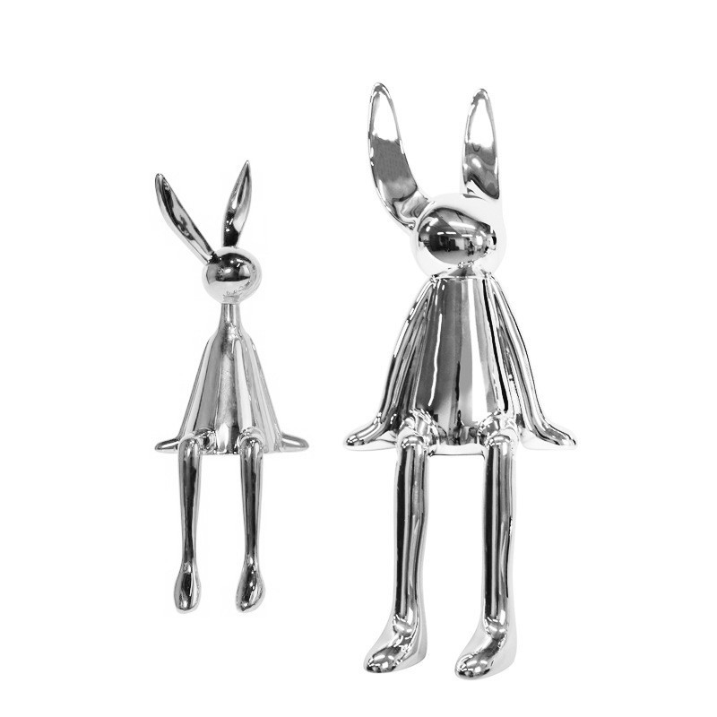 Silver pointed-eared rabbit small size: 10*10*28cm