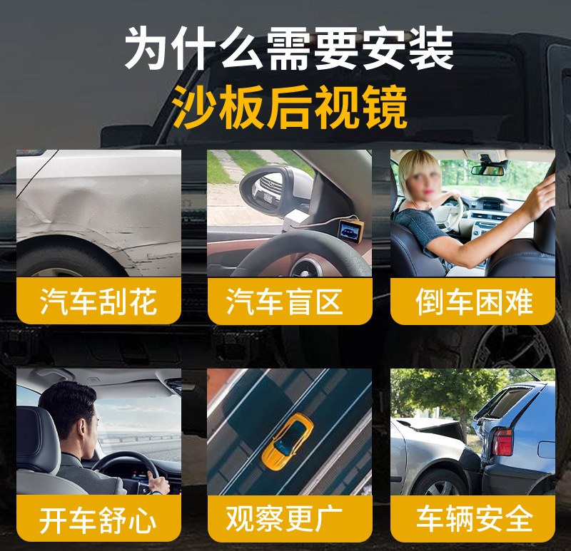 Cross-Border Off-Road Vehicle Sand Board Mirror, Car Modification Rearview Mirror, Vehicle Blind Spot Auxiliary Mirror, Coach Car Sand Board Mirror
