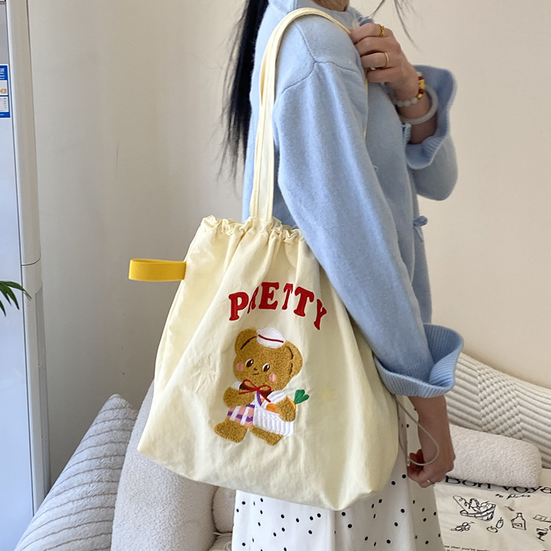 귀여운 수건 자수 조임끈 어깨 PRETTY Bear (미터)