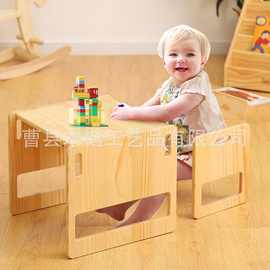 儿童写字桌椅木质套装宝宝玩具桌幼儿园学习桌椅实木阅读桌批发