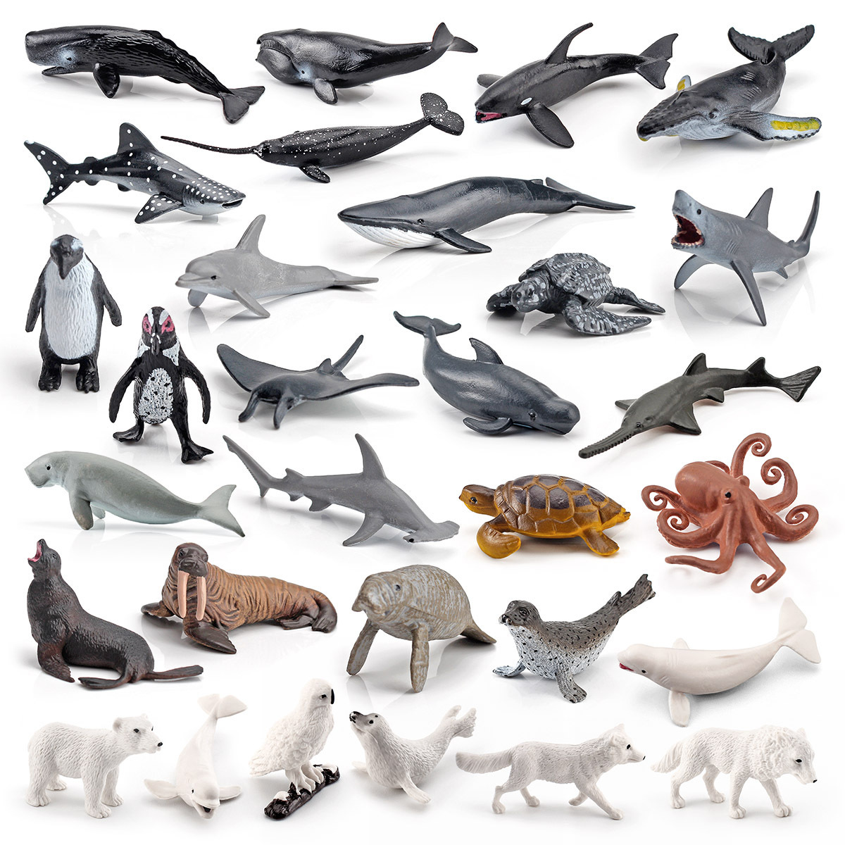 Transfronteriza simulación Marina animal modelo ballena Pingüino tortuga pulpo Oso Polar Blanco Lobo adornos estáticos