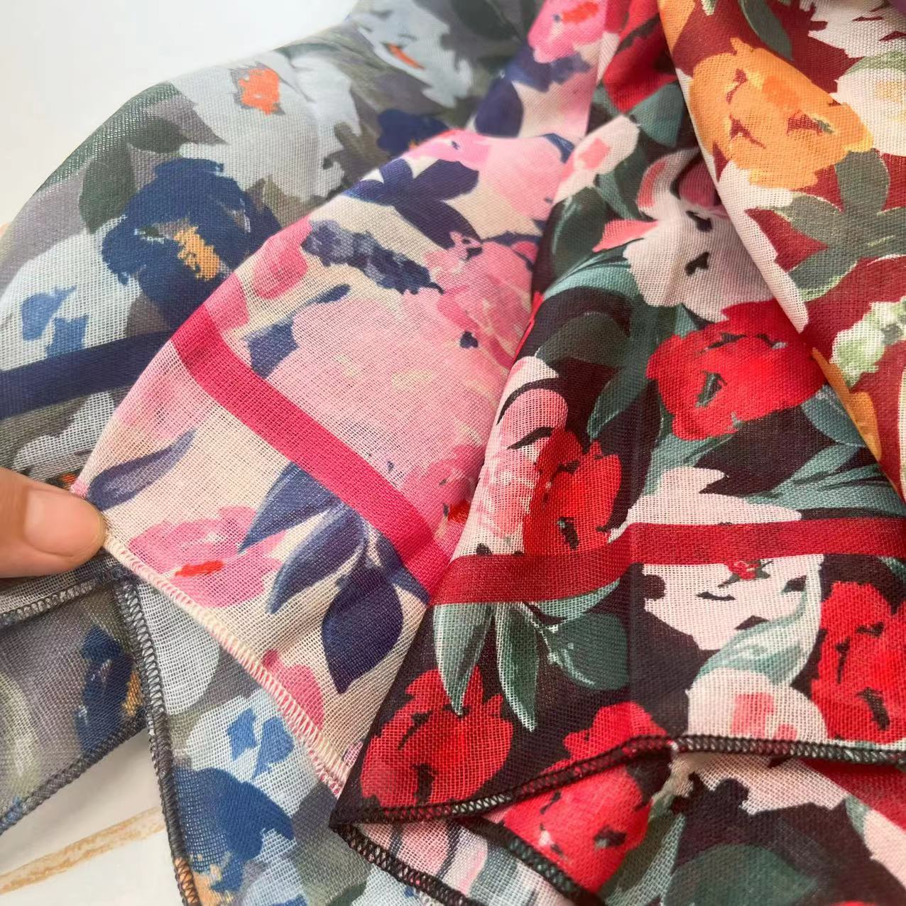 60g Weight Kerchief Classification Daily Occasion cotton and linen Material Flower Pattern Summer Season Women's Gender IG Style Style Women's IG Style Flower Cotton And Linen Kerchief 36