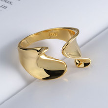 新款时尚韩版可爱波浪扭曲开口戒指爆款可调节光面刻字s925戒指女