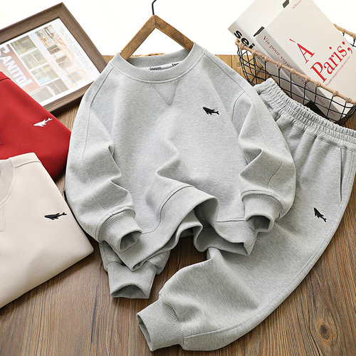 Children's set 2024 spring new children's clothing boy hoodie pants two-piece set Korean style middle and large children's sports set