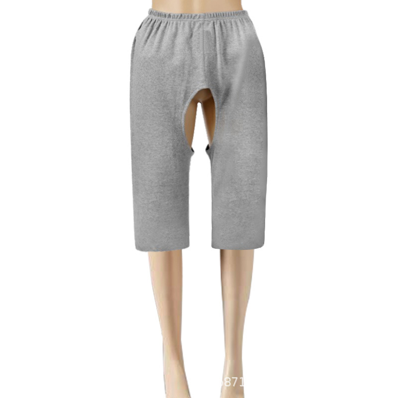 덮지 않은 크롭 팬츠 코튼 그레이