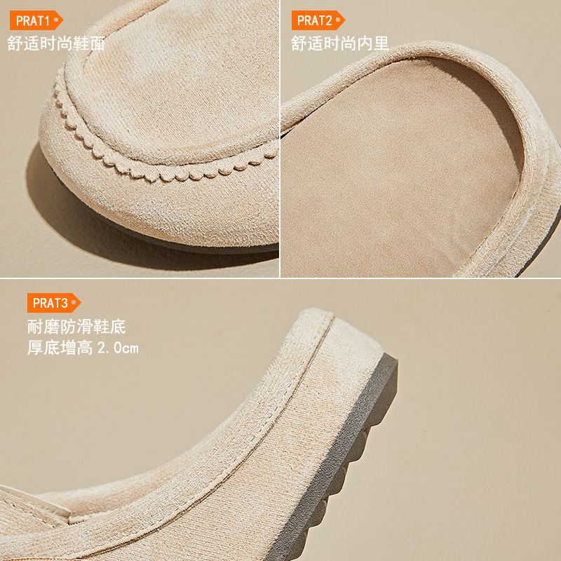 平底袋鼠鞋2025秋季款新款半托勃肯鞋女乐福鞋单鞋复古休闲鞋BK61|undefined