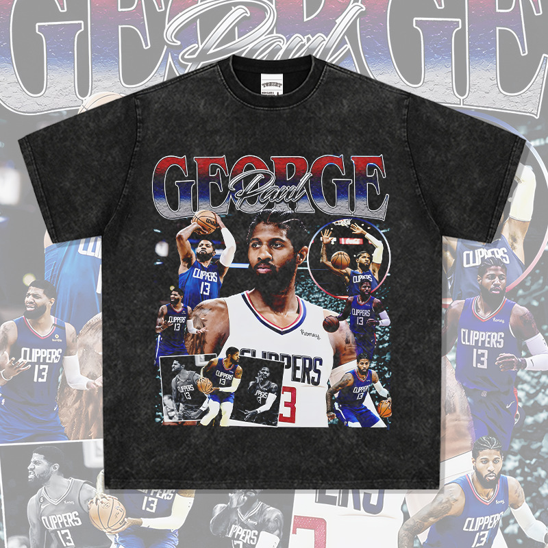 Cross Border Clippers Paul George Paul George Printed Short Sleeve T-Shirt Heavy Cotton Crew Neck Hooded Sweatshirt Cross Border Clippers Paul George Paul George Printed Short Sleeve T-Shirt Heavy Cotton Crew Neck Hooded Sweatshirt
