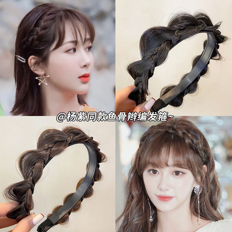 Peluca de la banda de pelo de la trenza de la Calavera alta Volumen de pelo de simulación pelo trenzado hecho a mano banda de pelo