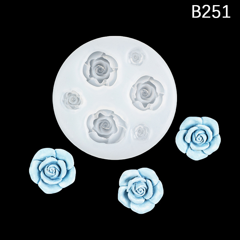 Fondant DIY Rosa molde con hojas flor resina mousse pastel mousse de chocolate decorativo aromaterapia molde