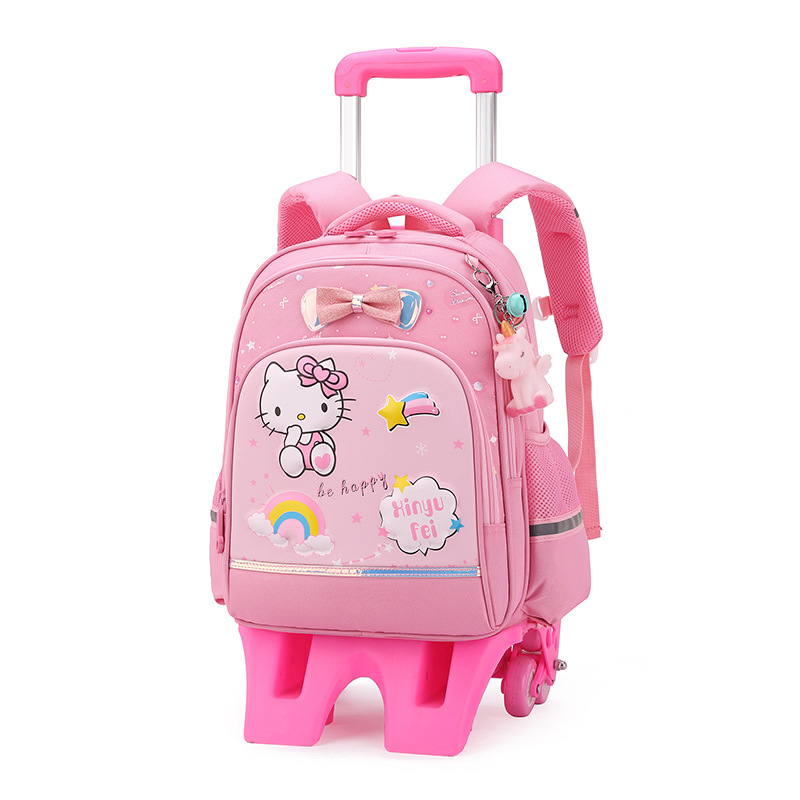 Mochila escolar con ruedas para niños de primaria con seis ruedas que pueden subir escaleras, mochila impermeable de gran capacidad y que reduce la carga para niñas de 1.º a 3.er grado