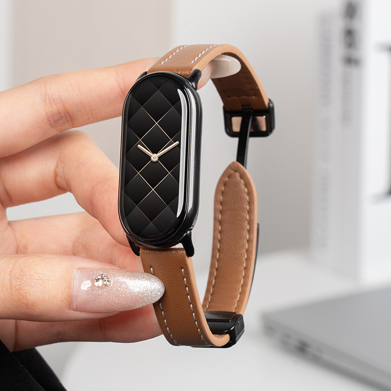 Suitable for Xiaomi Mi Band 9 Strap Leather Magnetic Buckle Xiaomi 10 Wrist Strap Women's Microfiber Xiaomi 9Pro Watch Strap
