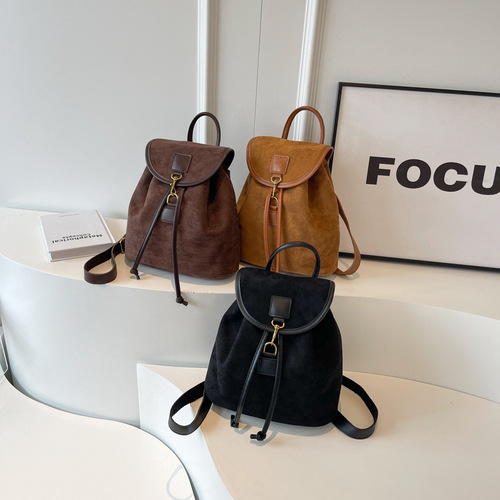 New American large capacity backpack for women fashion sweet and cool retro temperament matte casual travel bag