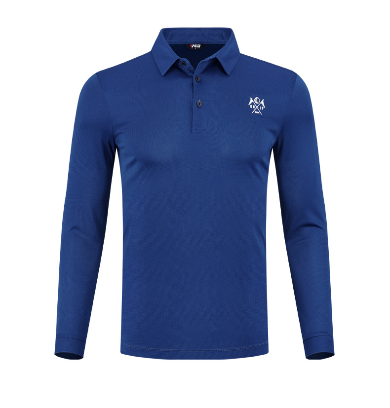 Áo thun dài tay golf nam PGM vải chức năng nhanh khô thoáng khí — YF445 màu xanh hải quân, YF445 Đen Xanh Navy, YF445 màu xanh nhạt, YF445 màu xám chi tiết 6