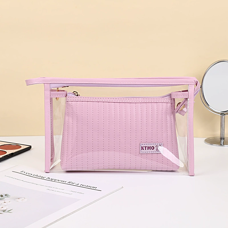Polyurethane Cosmetic Bag, Handheld Waterproof Organizer, Spacious 24.2×19.6×3.6 cm