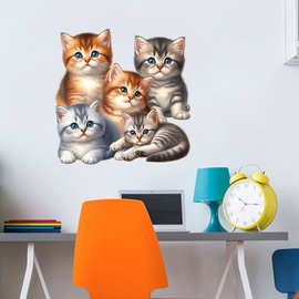 厂家新款可爱猫咪墙贴画客厅卧室玄关宠物店可移除装饰贴画MLY267