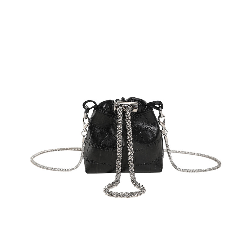 Mini Lipstick Chain Bar Bucket 2023 Fashion Shiny Stone Pattern Cross Versatile Single Shoulder Women's Bag_voghion.com