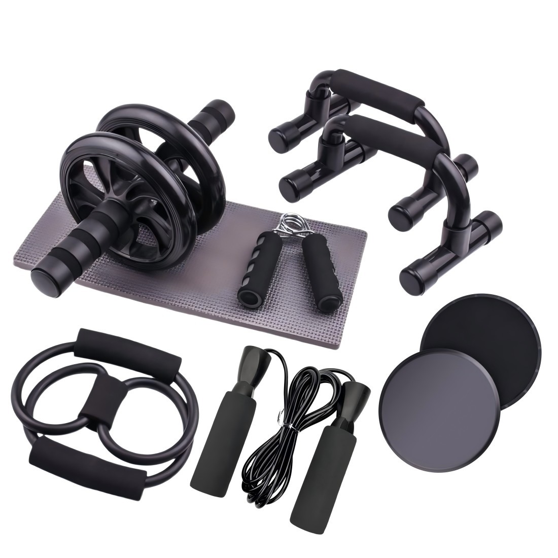 Cross-border foreign trade abdominal wheel push-ups home combination set multi-functional sports comprehensive training fitness 7-piece set