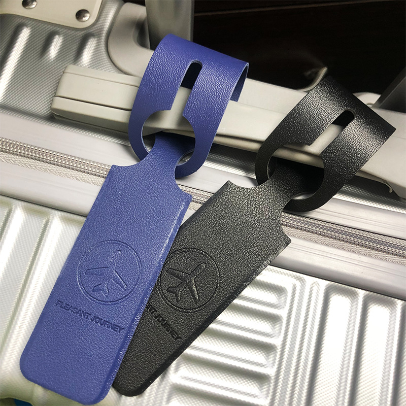 Wholesale cross-border multi-color double-sided PVC hot stamping leather aircraft logo embossed customizable length luggage tag
