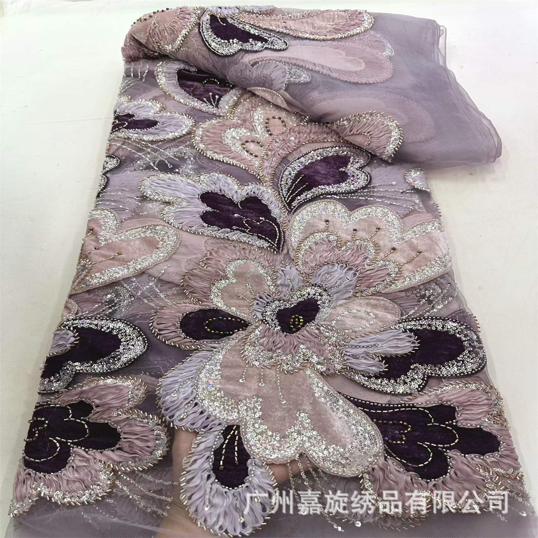Vestido de noche transparente bordado al estilo africano y de Oriente Medio, tela de malla bordada, tela de encaje nupcial DIY.