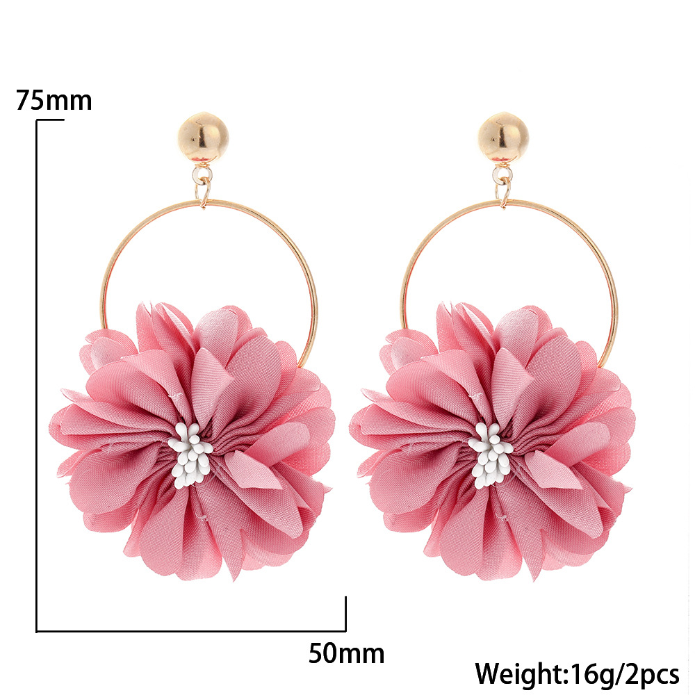 New Fashion Multi-layer Chiffon Cloth Lace Flower Earrings display picture 16