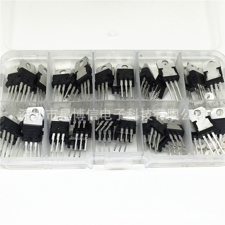 50PCS 10种规格 L7805-LM317三端稳压管 三极管带盒套装TO-220