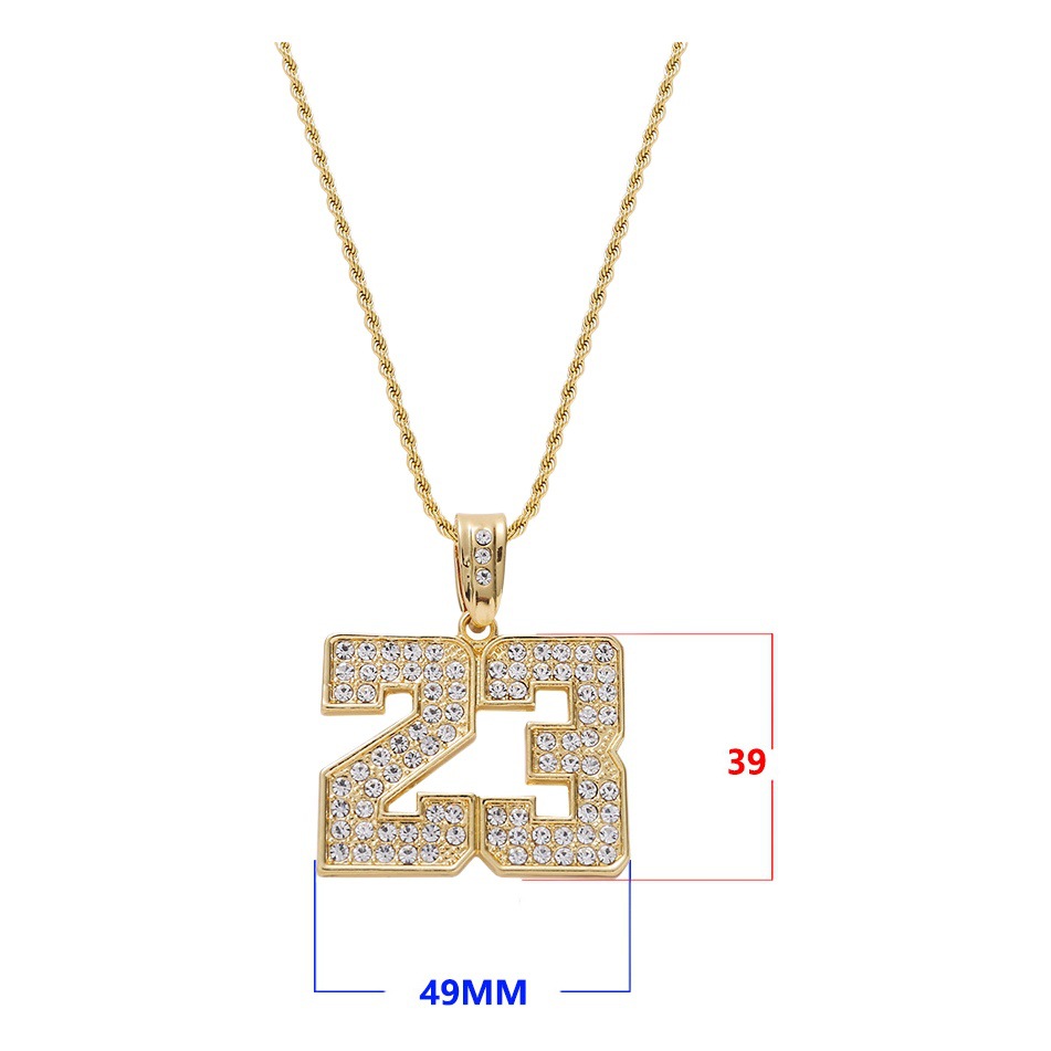 Europeo y americano transfronterizo Venta caliente hip hop hiphop joyería diamante baloncesto 23 colgante moda unisex collar image 1