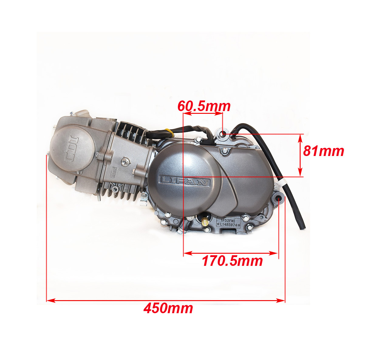 Lifan 125Cc Engine with Pure Kick Start, Manual Clutch, Four-Speed Off-Road Motorcycle Engine with Aluminum Cylinder Block
