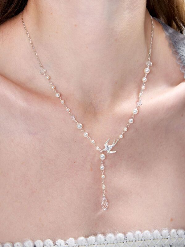 Floating U Creatures Bird Series Original Silver Bird Pearl Starry Sky Niche Gentle Style Sweet Necklace Floating U Creatures Bird Series Original Silver Bird Pearl Starry Sky Niche Gentle Style Sweet Necklace
