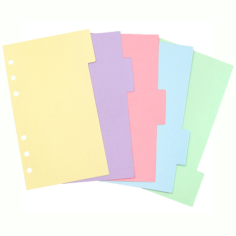 A6A5 índice de color de 6 agujeros en el núcleo de la página divisoria general al por mayor cuaderno de cuaderno de trabajo especial 230g