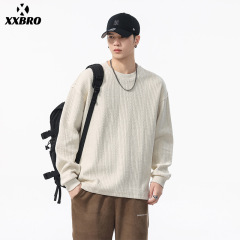 xxbro男装#美式潮牌重磅430g肌理感针织衫休闲百搭长袖圆领打底衫