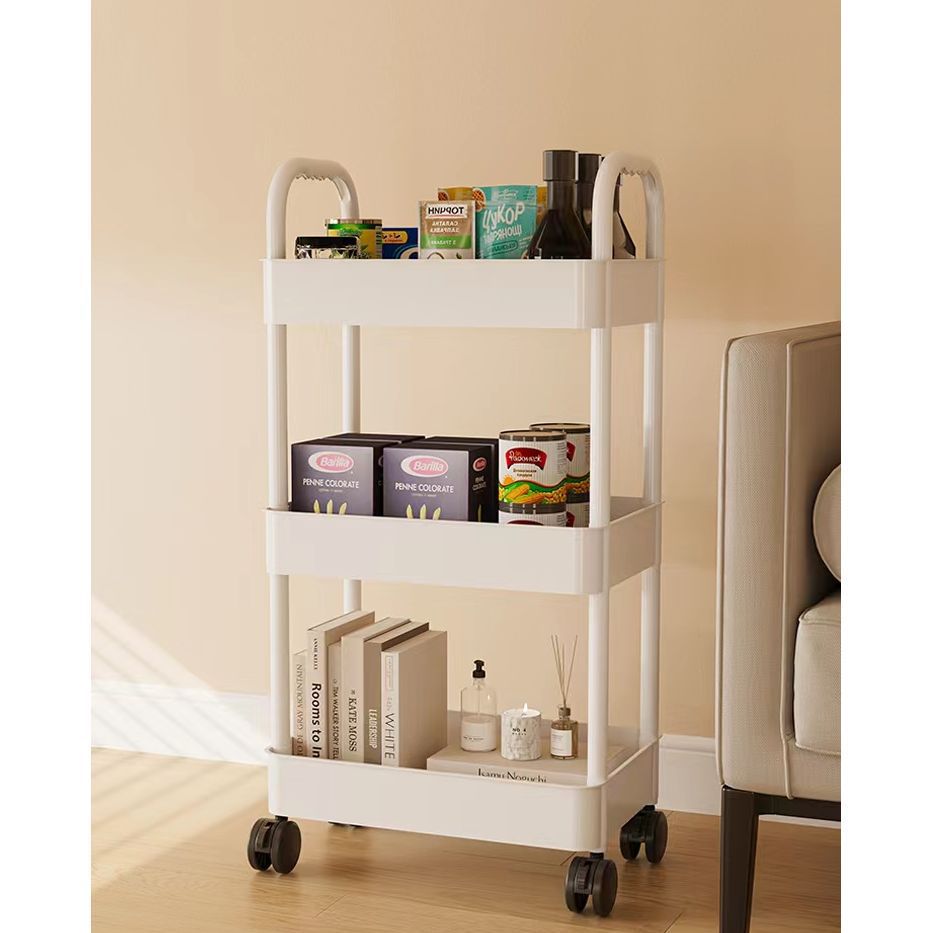 Mobile Storage Rack for Kitchen, Bathroom, Bedroom, Bedside, Small Trolley, Movable Storage Rack