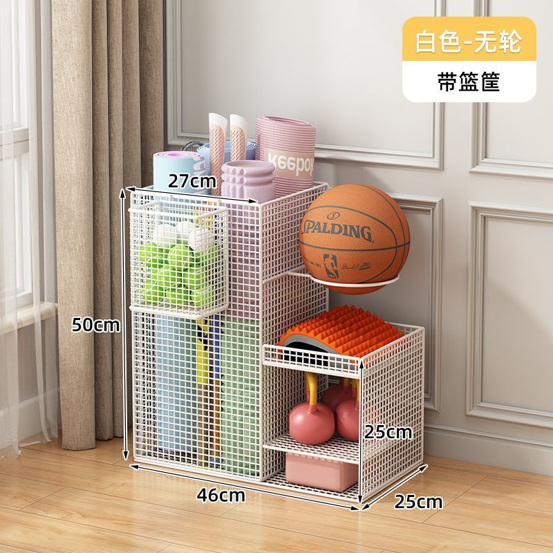 Rack de almacenamiento de baloncesto para equipos de gimnasio de deporte interior doméstico rack de almacenamiento de bádminton tipo mat de yoga cesta de almacenamiento con rueda