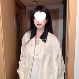 复古拼色翻领外套女秋季2026新款休闲宽松男女棒球服夹克上衣显瘦