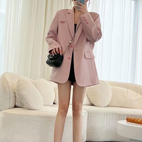 Korean Stil Freizeit Blazer Für Damen Klassisch Lockerer Schnitt_voghion.com