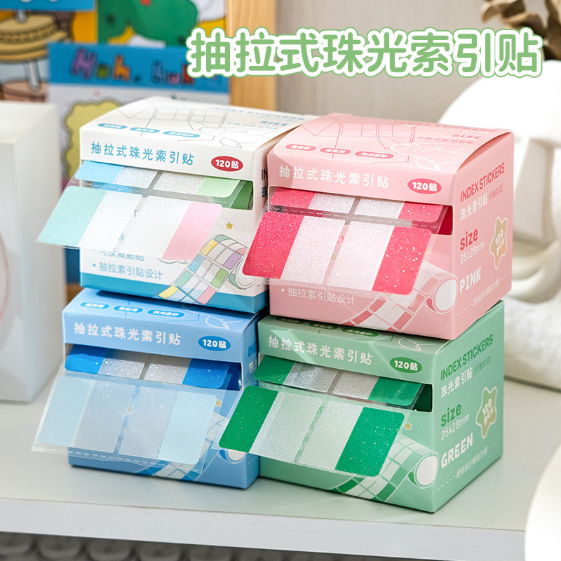 Pull-Out Index Stickers Morandi Color Sticky Notes Fluorescent Markers Office Study Labels Handbook Decorative Stickers
