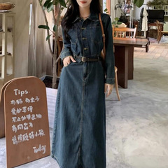 牛仔连衣裙女装2025年早秋季新款设计小众高级感复古气质显瘦裙子
