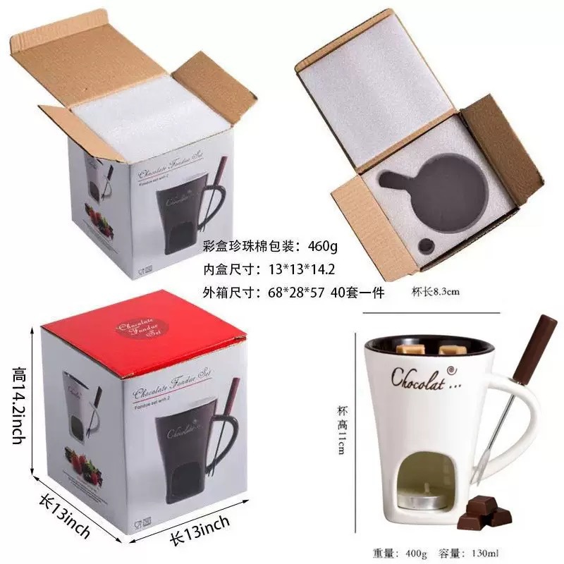 Creativo horno de fusión de chocolate de doble oído queso caliente taza de olla caliente restaurante vela grande tazón de cerámica