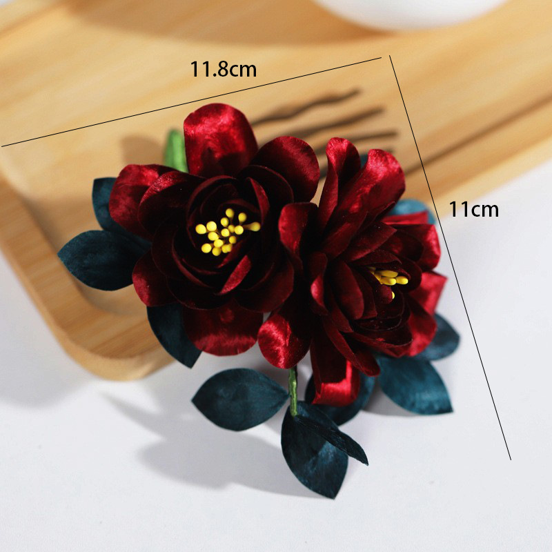 Nuevo estilo hecho a mano patrimonio inmaterial seda terciopelo flor peine estilo nacional nuevos accesorios para el cabello chino cheongsam retro tocado joyería nupcial mujer