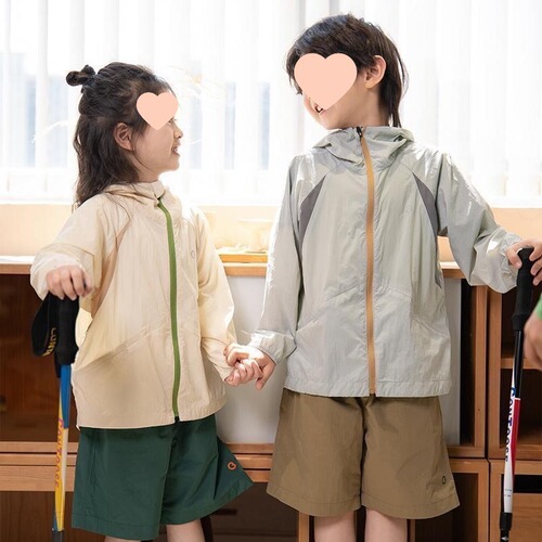 Men and girls 2025 summer color contrast cool children's sunscreen clothes Original yarn sunscreen clothes Air-conditioned clothes Breathable thin coat