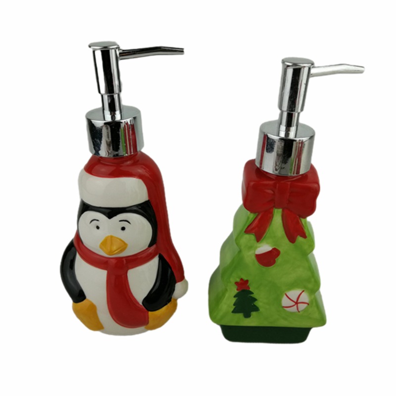 Selección estricta botella de loción de cerámica Santa Claus forma alivio mano desinfectante botella Pingüino sub-botella baño traje de lavado