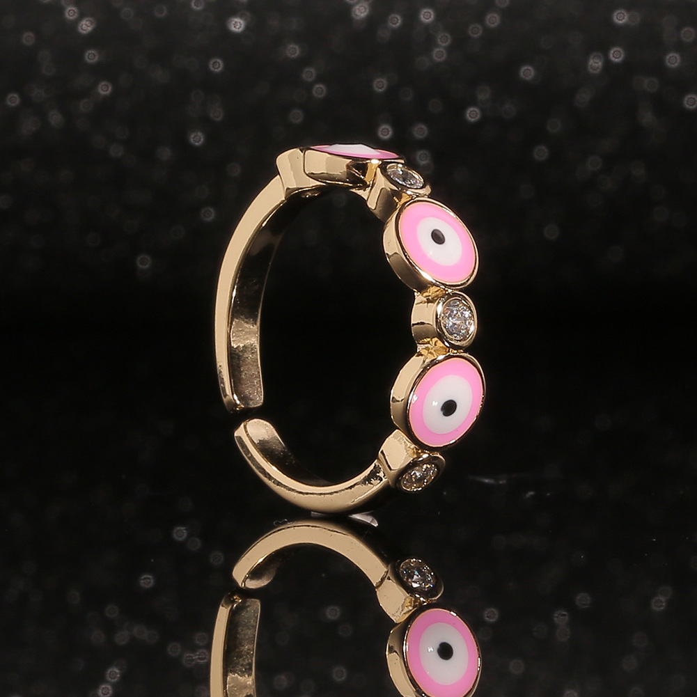 Jewelry Supply Copper Plated Real Gold Dripping Eye Fashion Ring