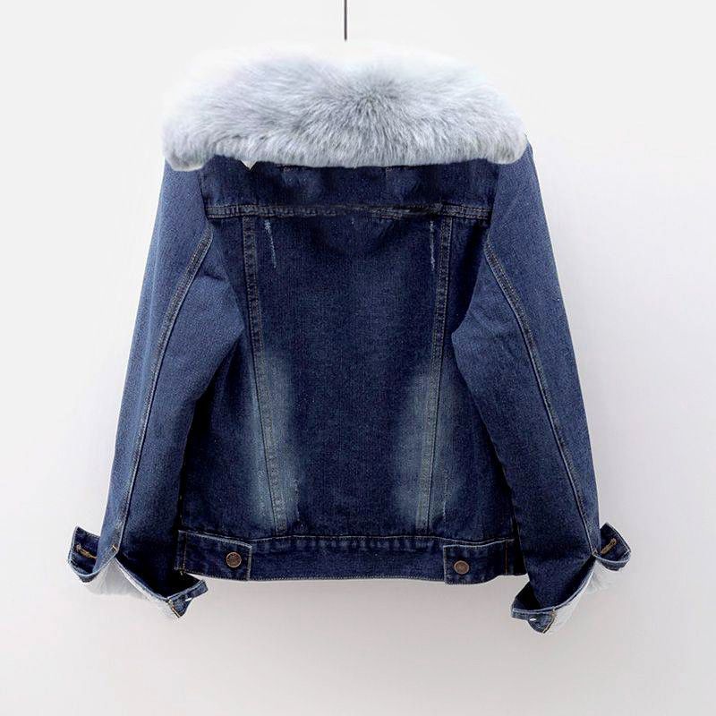 Dameskleding Spijkerjas voor dames herfst en winter 2024 nieuw fluweel en verdikt modieus slim fit veelzijdig afslankend bovenkleding katoenen jas_voghion.com