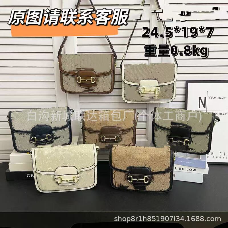 1955 Saddle Bag Classic Gg Monogram Bag Retro Light Luxury Print Trendy Versatile Fashion Niche Shoulder Crossbody Bag