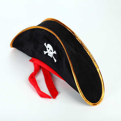 Halloween Pirate Hat, Caribbean Pirate Costume Accessory, Adult and Children's Hat, Red Ribbon Tied Morgan's Captain Hat