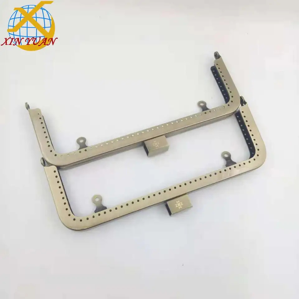 厂家直销手抓包口金圆角包扣夹，含锁配件平坑方头口铰古色包夹