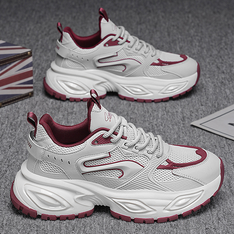 Zapatos de hombre 2025 nuevo verano casual versátil aumento de altura zapatos de papá zapatos casuales transpirables de malla de hombre