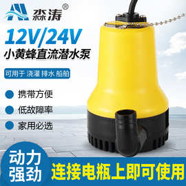 直流潜水泵家用小型12V24V小黄泵农用灌溉大流量小黄蜂直流泵厂家