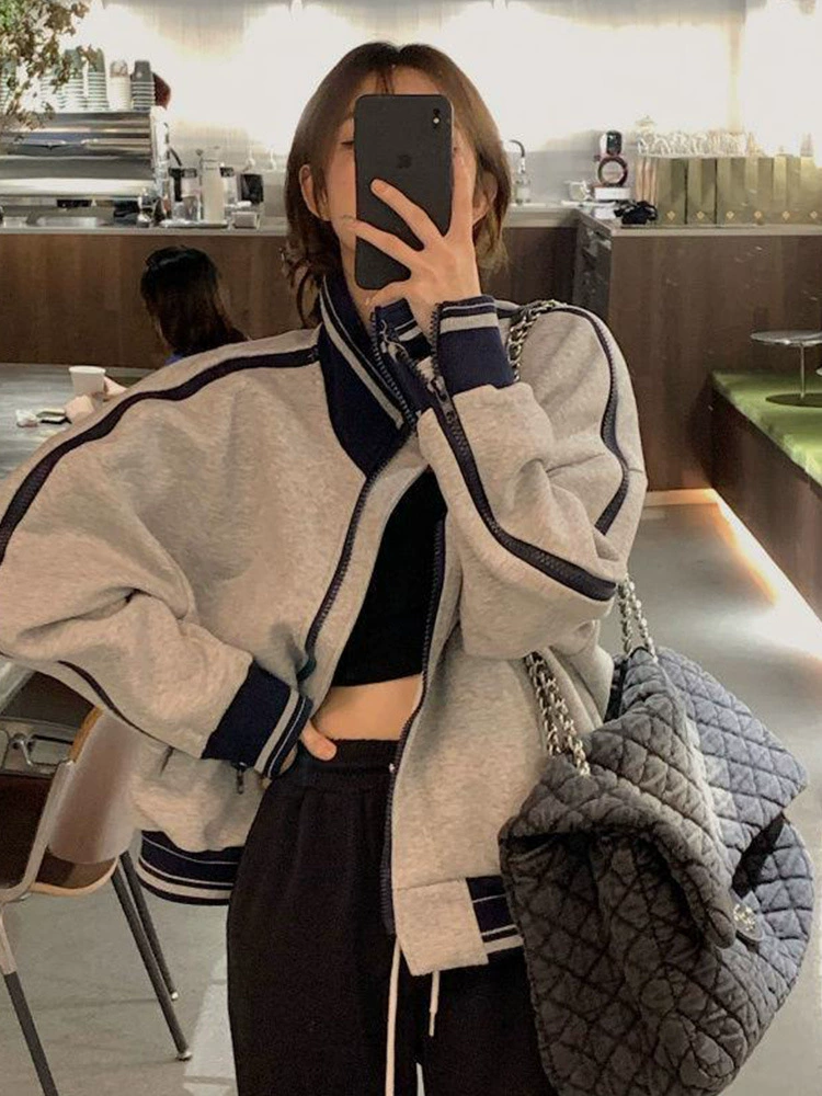 Черная демисезонная спортивная куртка в стиле Chanel для подростков, повседневная бейсбол-куртка