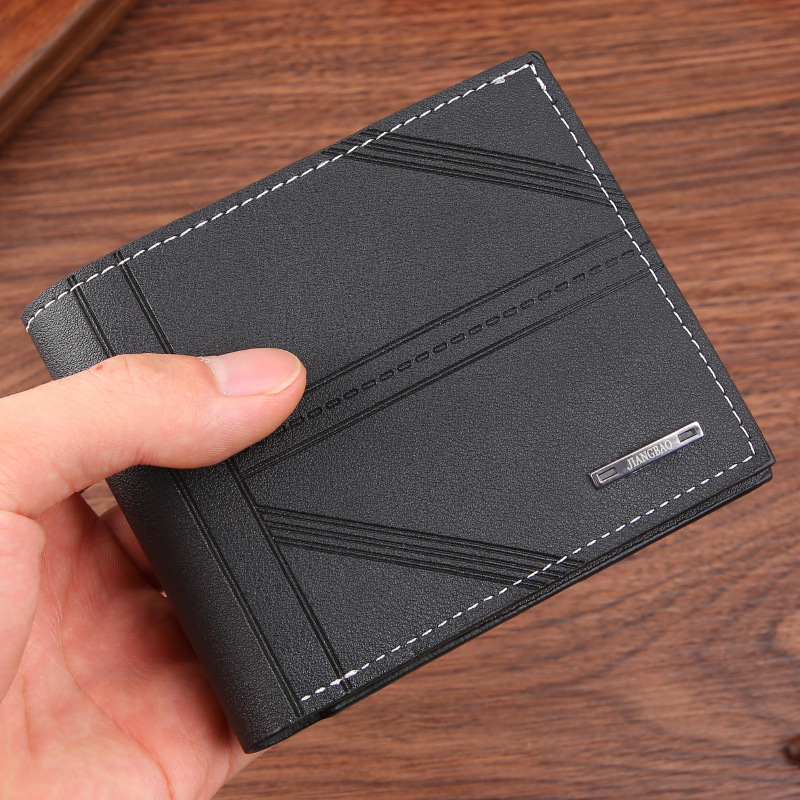 New Men's wallet men's short wallet youth fashion embossed horizontal soft wallet large capacity multi-card wallet